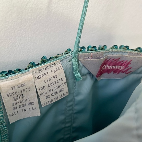 Vintage Teal Mini Dress with Sequin Details - Picture 7 of 9